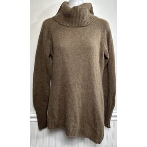 Goode Rider Knit Tunic Sweater Women L Brown Fitted Turtleneck Equestrian Angora